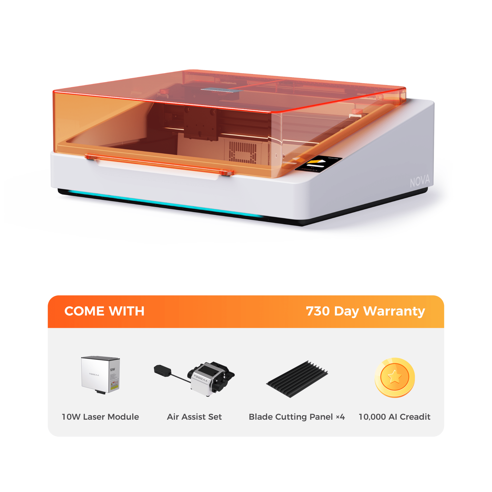 TOOCAA NOVA: The AI-Powered Laser Engraver with Class 1 Safety for Effortless Desktop Creation