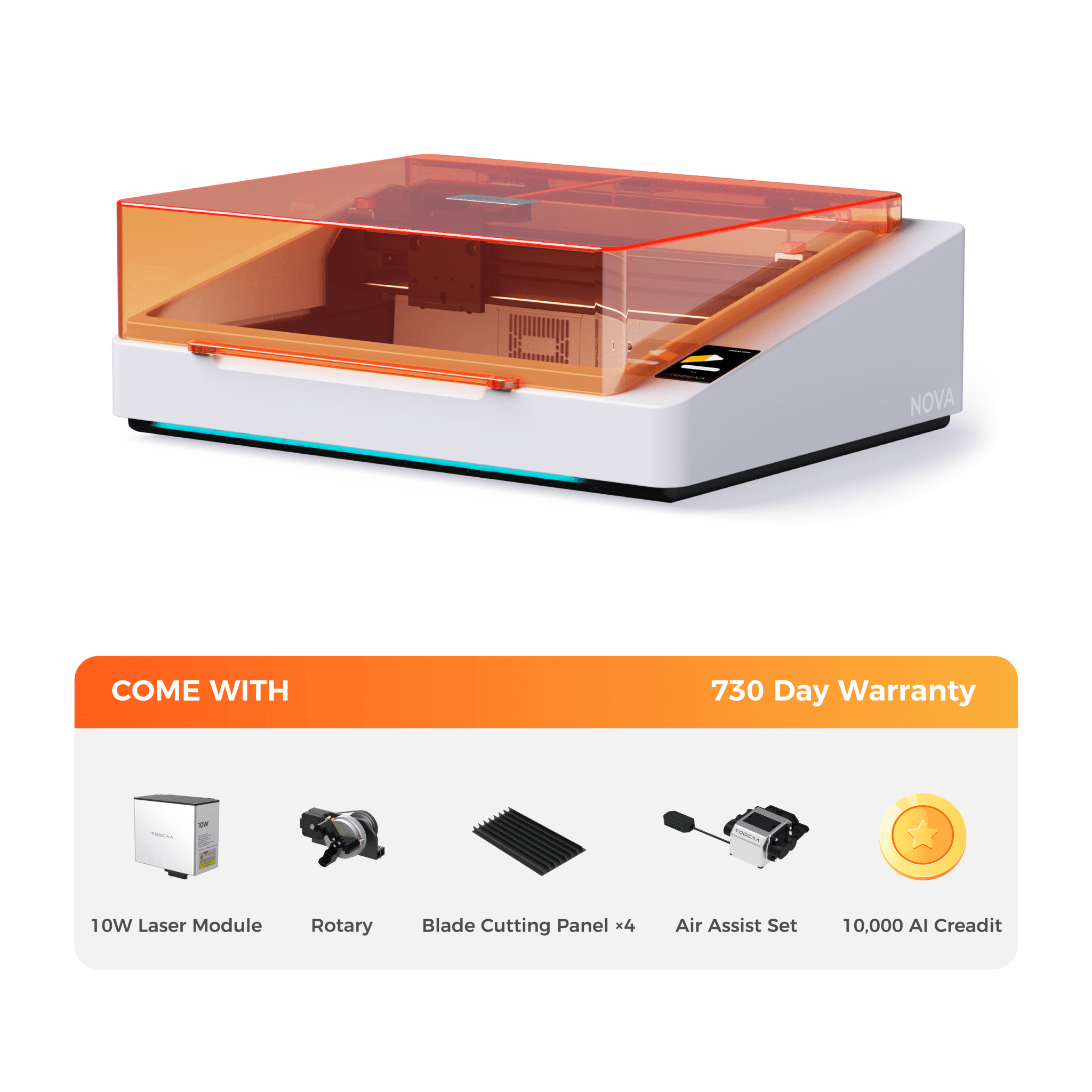 TOOCAA NOVA: The AI-Powered Laser Engraver with Class 1 Safety for Effortless Desktop Creation
