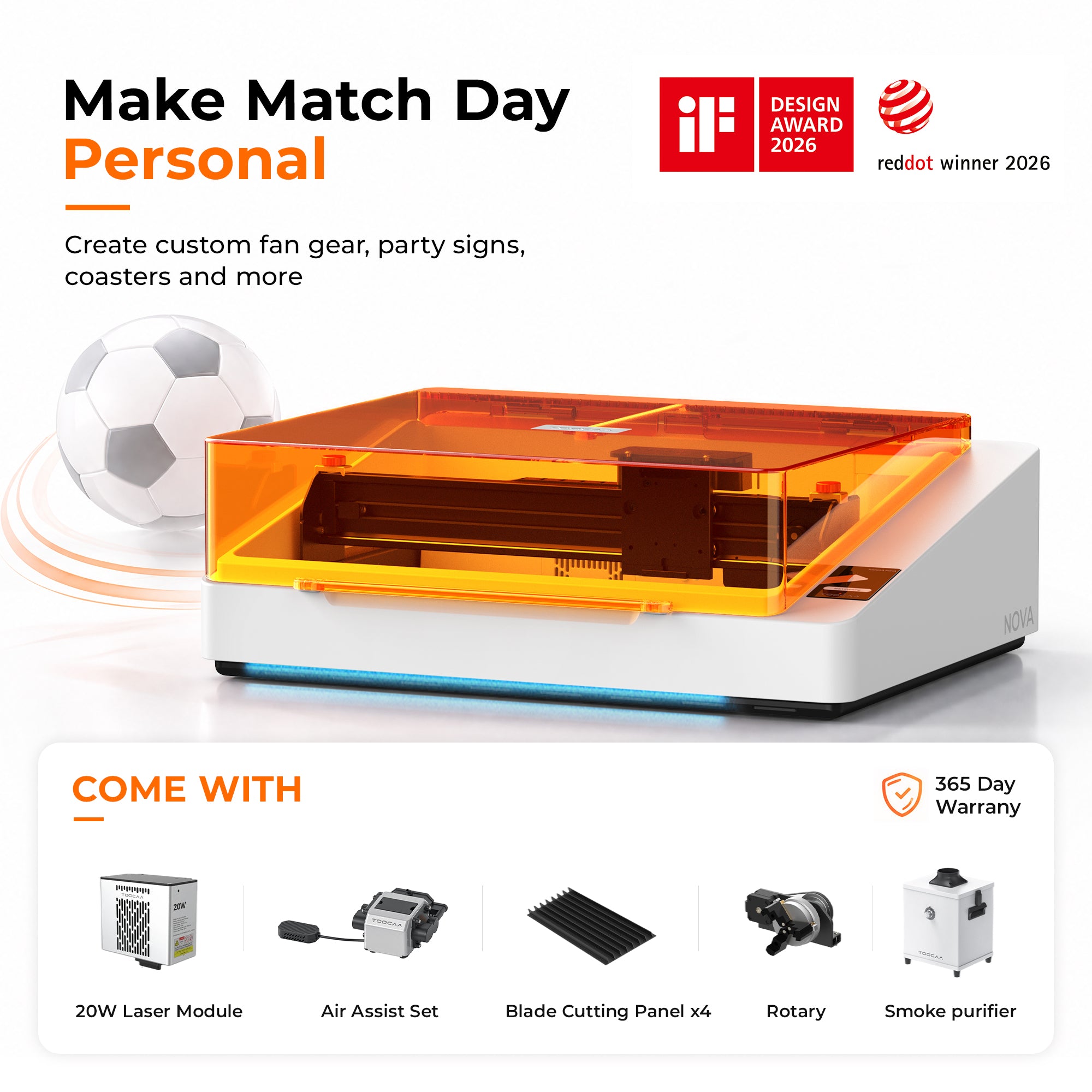 TOOCAA NOVA AI Laser Engraver | Smart, Safe, 36000mm/min Desktop