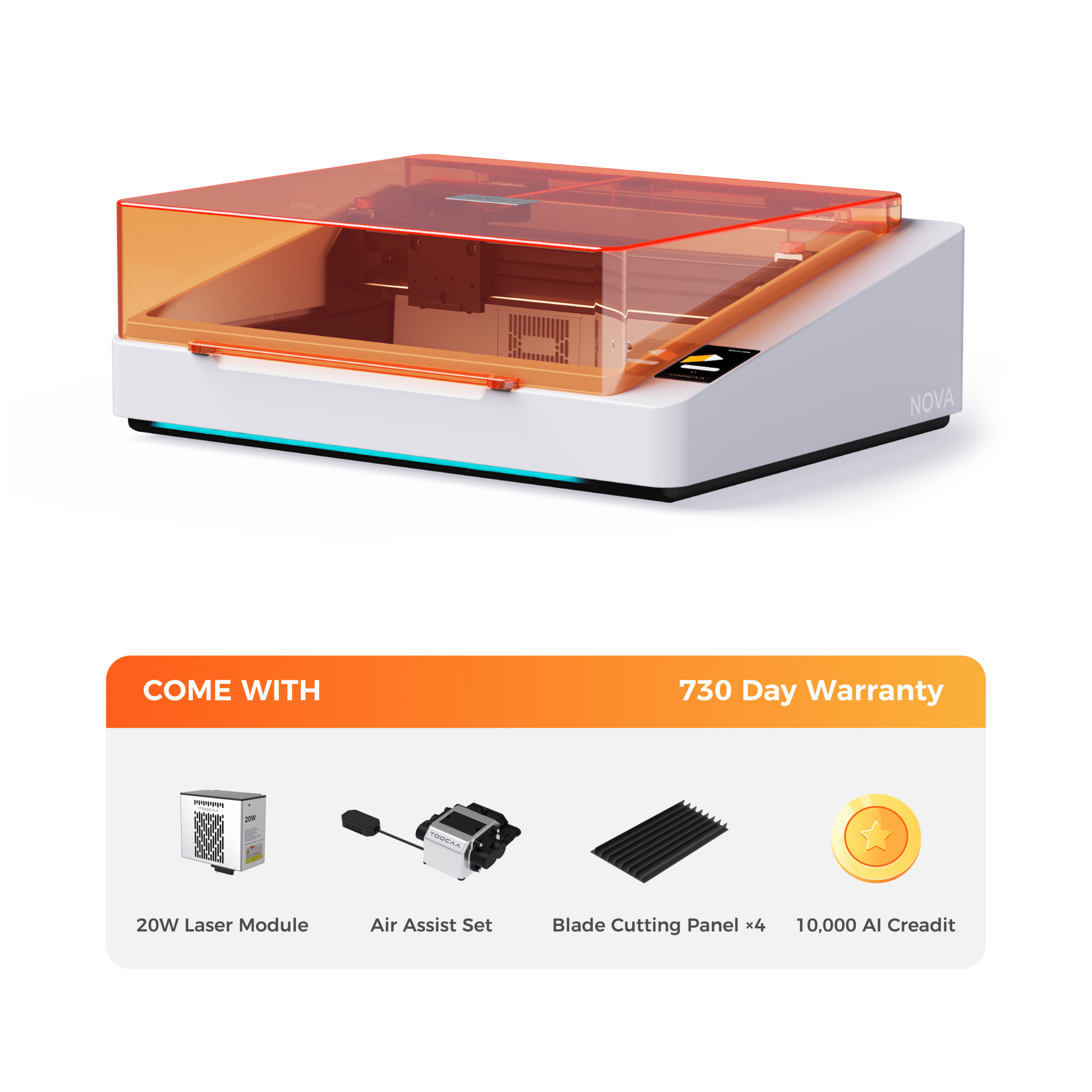 TOOCAA NOVA: The AI-Powered Laser Engraver with Class 1 Safety for Effortless Desktop Creation