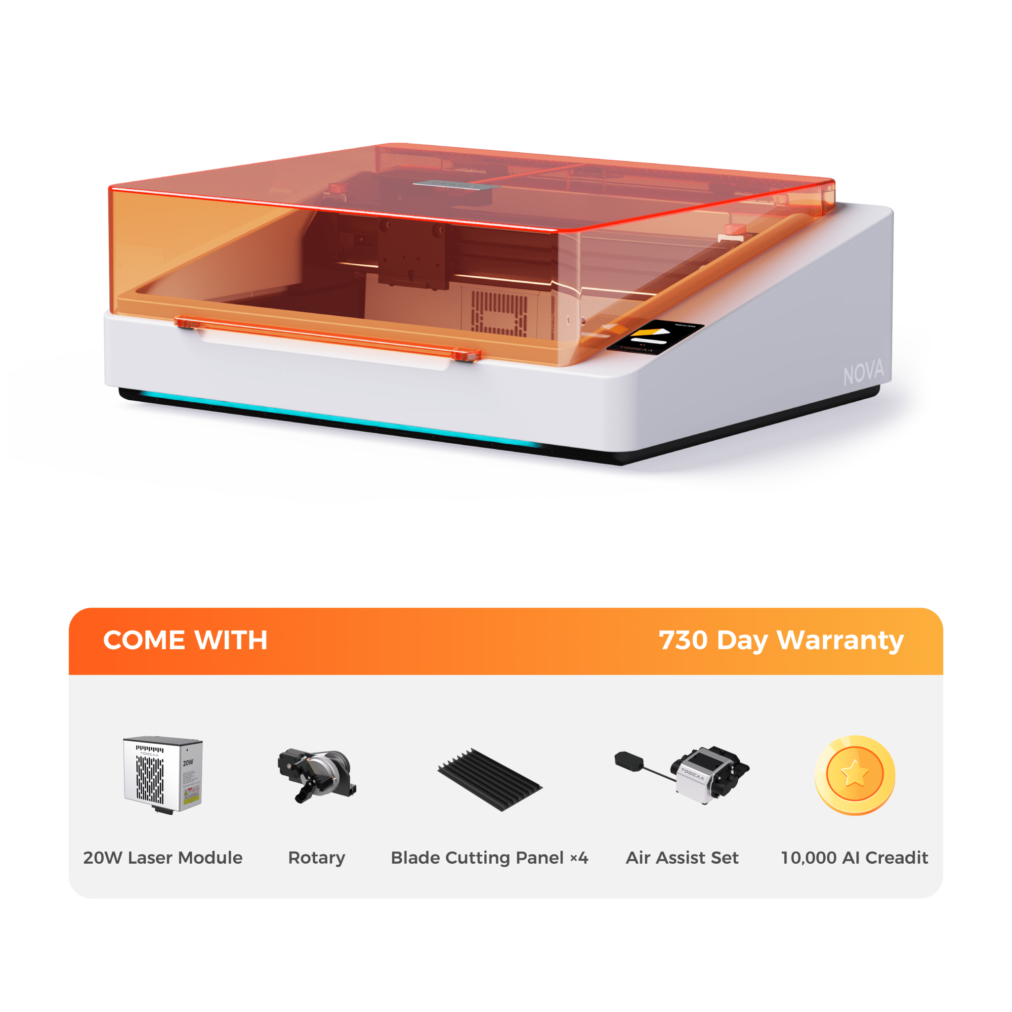 TOOCAA NOVA: The AI-Powered Laser Engraver with Class 1 Safety for Effortless Desktop Creation