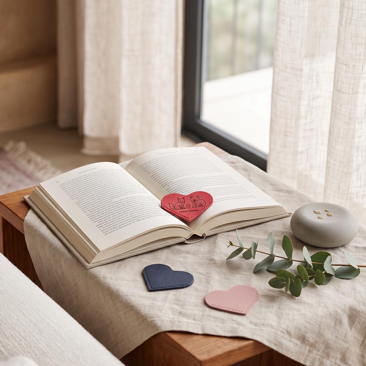 PU Leather Heart Corner Bookmarks for Laser Engraving