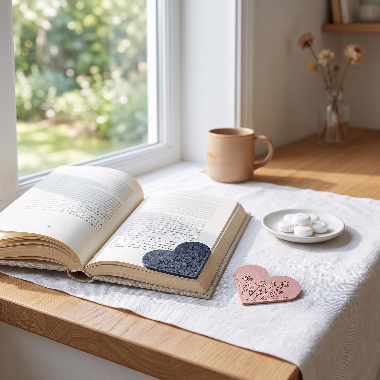 PU Leather Heart Corner Bookmarks for Laser Engraving