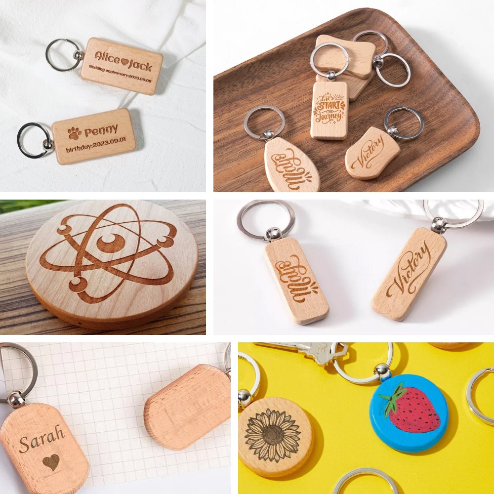 Multi-Shape Wooden Keychain